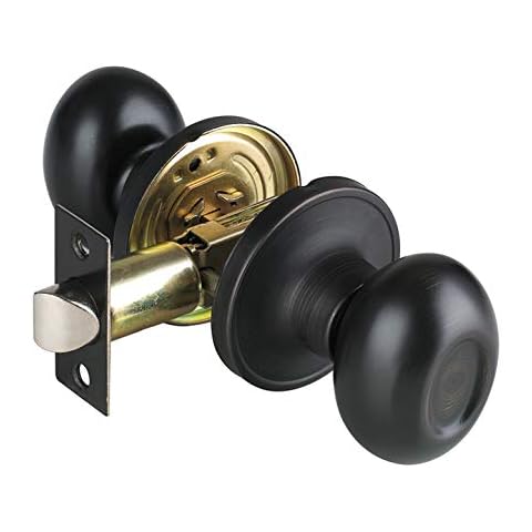 Aged Bronze Passage Door Knobs Round Handles for Hall or Closet Knobs Keyless Hardware 692-PS Door Knob Lock (1 Pack) Cover