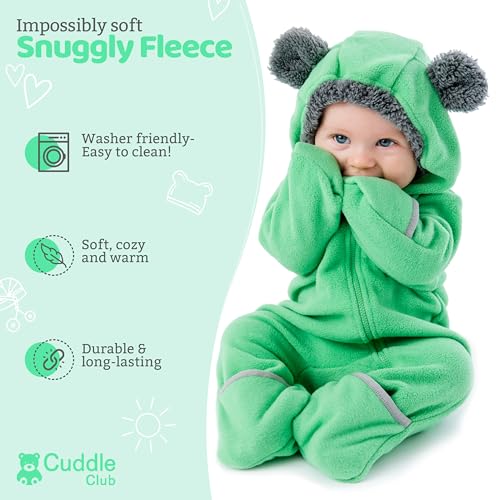 image for Cuddle Club Fleece Baby Bunting Bodysuit – Infant One Piece Kids Hoo