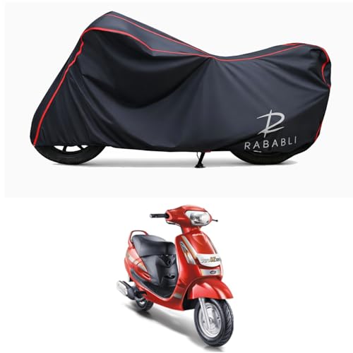 Image of Waterproof Bike Body Cover Compatible for | Mahindra Duro DZ | Taffeta Fabric, Red Piping Design, Bottom Elastic Fit | Dustproof, Sun UV & Rain Protection for All Bikes