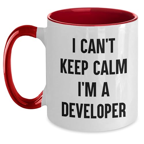 Developer's Humorous Gift: I Can't Keep Calm I'm A Developer Two Tone Coffee Mug, Gifts from Men to Friends, Christmas Unique Gifts