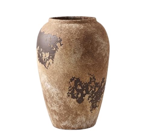 Handmade Rustic Vase,Wabi Sabi Pottery Ceramic Vase for Home Decor,Brown