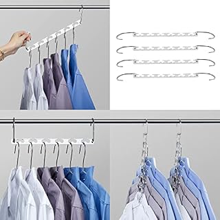 HOUSE DAY 4Pcs Magical Hangers Closet Space Saving Wardrobe Clothing Magic Hangers Oragnizer Heavy Chrome Hangers, Updated Hook Design 26cm Long