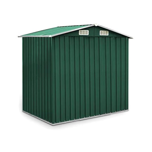 ZeoTioo Geräteschuppen Gerätehaus Metall 204x132x185 cm Gartenschuppen grün Gartenhaus – Bild 3
