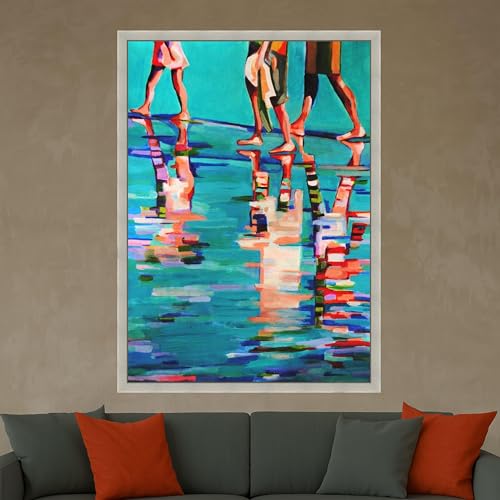 Toile imprimée abstraite Promenade sur la plage tableau reflets d'été - 4
