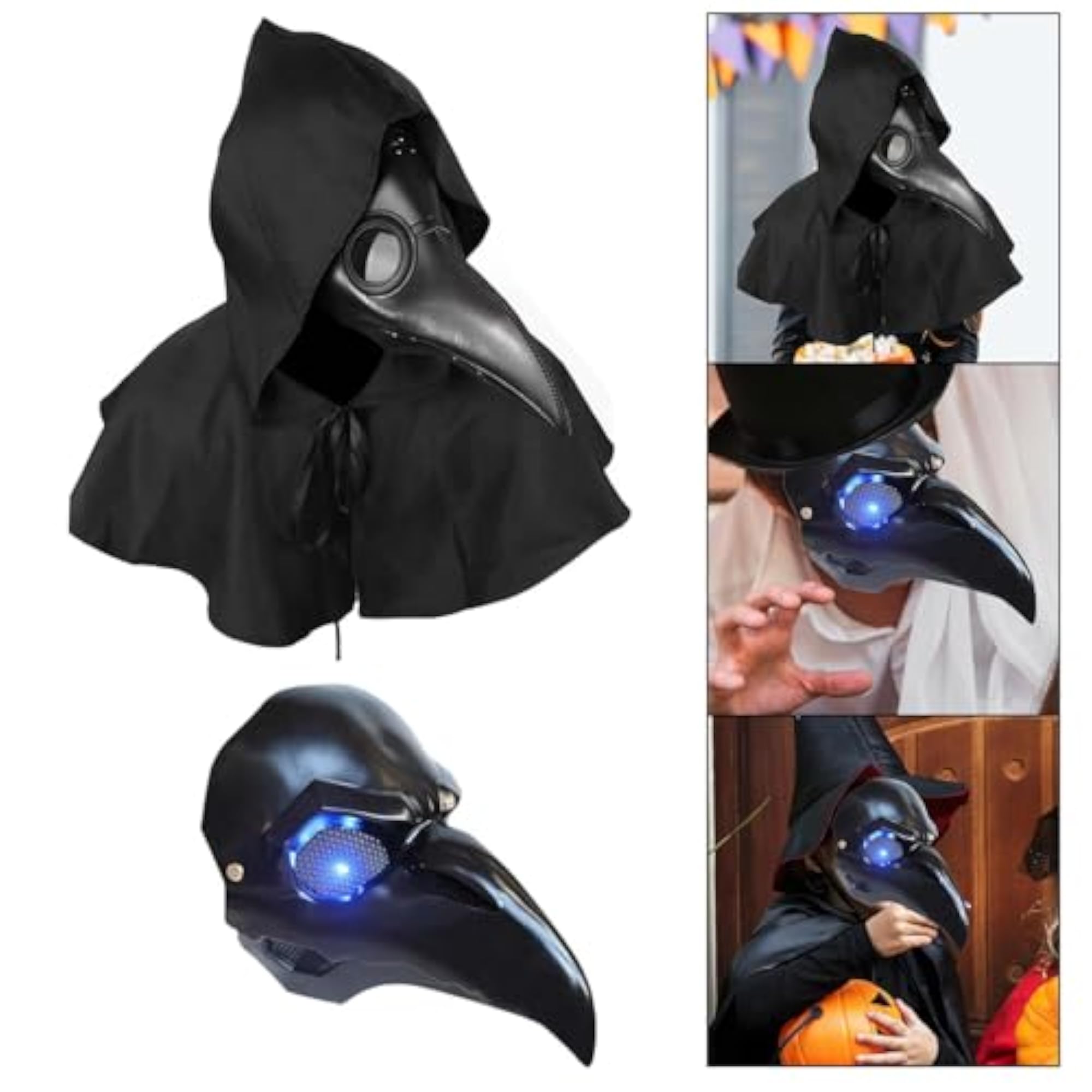 Plague Doctor Mask Rivet Bird Beak Costume Set for Parties
