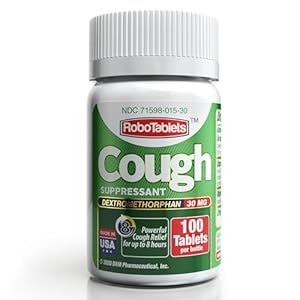 Cough Suppressant, Dextromethorphan 30mg, 100 Doses, 100 Tablets, 5mm Diameter Tablets for Cough Relief