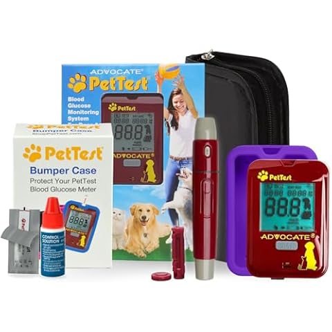 Expert Pet Glucose Monitoring Kit and Purple Bumper Case for Dogs & Cats | Cat & Dog Glucose Monitoring Kit with Pet Glucose Monitor, Test Strips, Safety Lancets, Glucometer Silicone Case, & More Cover