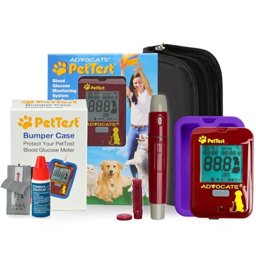 Expert Pet Glucose Monitoring Kit & Purple Bumper Case for Dogs & Cats, with Classic Monitor, Test Strips, Safety Lancets, Glucometer Silicone Cover, & More