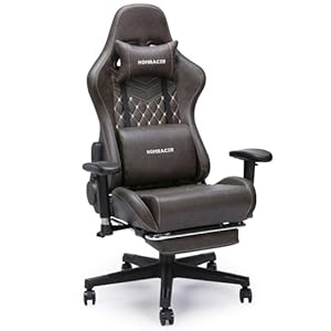 HOMRACER Gaming Chair for Adults, Massage Office Chair with Footrest and Lumbar Support, PU Leather PC Chair, Comfy Desk Chair Adjustable, Ergonomic Computer Chair, Capacity 400LBS