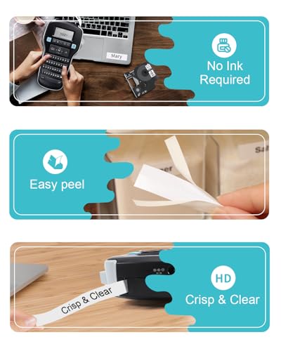 Replace DYMO Label Maker Refills D1 Label Tape 45013 S0720530 1/2 Inch Fit for Dymo LabelManager 160 280 360D Colorpop D1 Cassette Label Maker Tape Black on White 1/2'' x 23'(12mm  image 3