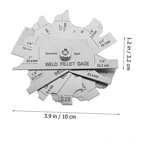 Juego de calibrador de soldadura de filete en acero inoxidable, métrico e imperial, para medición precisa de espesores en soldadura y fabricación miniatura 5