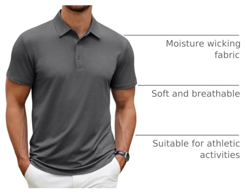 Image of COOFANDY Men's Polo Shirt Golf Quick Dry Performance Short Sleeve Moisture Wicking Athletic Polo Collared Tennis T-Shirt