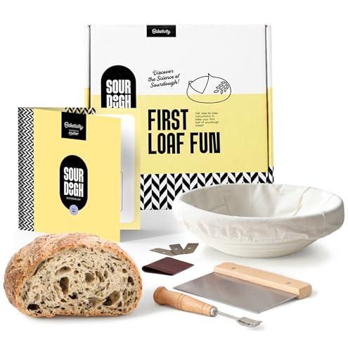 Baketivity Sourdough Bread Loaf Kit for Beginners – Sourdough Making Kit with Scoring & Baking Tools – Family Activity to Learn Artisan Bread at Home, Birthday Gift for Kids