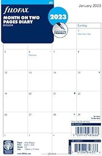 Filofax A5 Month on Two Pages English Block Format 2023 Diary