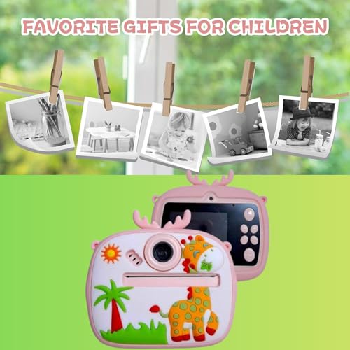 Image of Omeron 2 Years Warranty Kids Instant Print Camera 12MP HD Photo & Video Thermal Printer, Rechargeable Battery, Paper Rolls, Protective Silicone Cover, Educational Gift Toys for Creative Kids - Blue