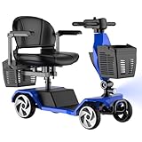 PENGJIE 20A 32miles Mobility Scooter for Adults Wheelchair Device for Travel, Elderly. 350 lbs Max Weight, 350W 4-Wheel Powered Mobility Scooters for Seniors (Y3-BLUE2)