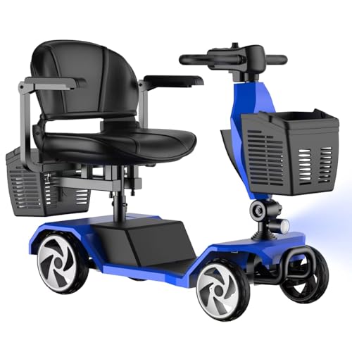 PENGJIE 20A 32miles Mobility Scooter for Adults Wheelchair Device for Travel, Elderly. 350 lbs Max Weight, 350W 4-Wheel Powered Mobility Scooters for Seniors (Y3-BLUE2)