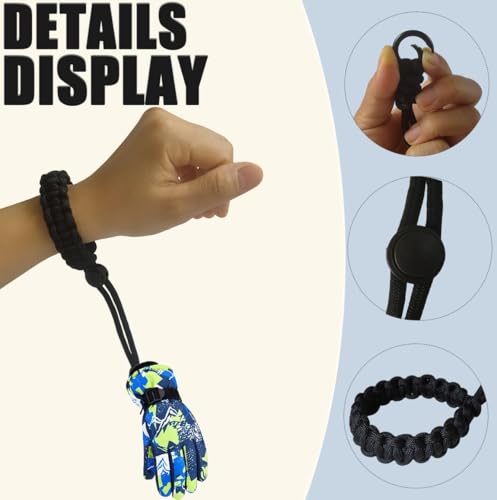 Ajqxh 2PCS Glove Leashes with Metal Button Safety Strap,Sport Glove Safety Strap, Ski Gloves Wrist Leash,Mountaineering & Skiing Accessories for Hanging Glove