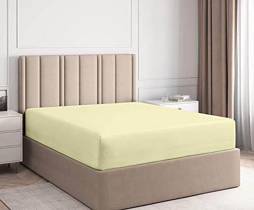 Image of All Around Brushed Microfiber Double Bed Fitted Sheet - (72 x 78) Inches - 12'' Deep Pocket Elastic Fitted Bedsheet + 1 Pillow Cover 400 Series Extra Soft & Easy Fit - Ivory