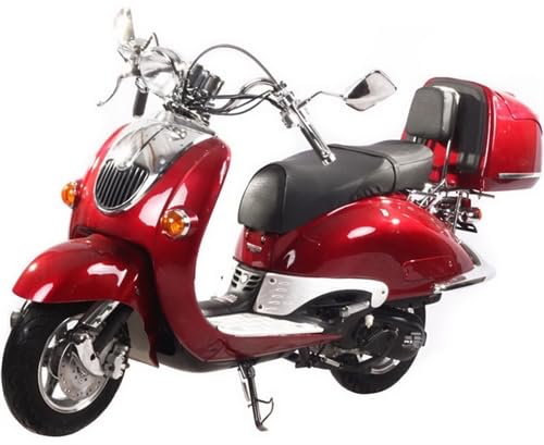 Classic Retro 150cc Scooter with Storage in Candy Red