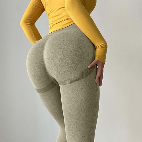 Pantalones de yoga efecto push up mallas elásticas para moldear glúteos verde militar talla M 2