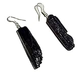 1 Pair Raw Black Tourmaline Natural Free Form Crystal Healing Gemstone Earrings