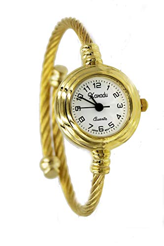 Xanadu Women's Cable Wire Band Bangle Cuff Watch (Gold) #TOP4