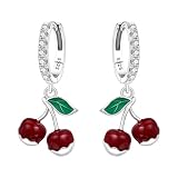 MISEFF Pendientes colgantes de plata 925, mariposas y flores y diseño de hojas - regalo de joyería de moda para orejas sensibles, talla única, Plata de ley, Circonia cúbica