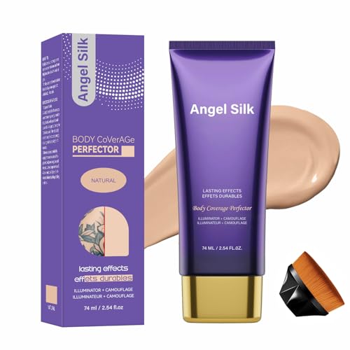 ANGEL SILK Full Concealer Coverage for Face & Body with Brush, Long-Lasting Coverage Perfector, Waterproof No Transfer Scar & Tattoo Cover Up Makeup, Body and Leg Makeup