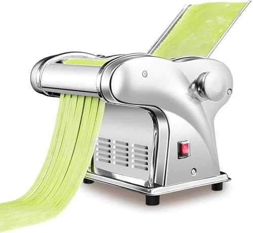 220V Commercial Pasta Maker, 135W Automatic Noodle Machine, Stainless Steel Dough Roller &amp; Cutter, Multifunctional Pasta Maker with 3 Blades for Dumplings &amp; Wontons