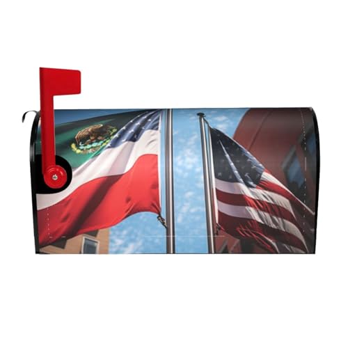 Mexican American Flag Print Unique Magnetic Mailbox Covers,Spring Outdoor Decor, For Any Occasion