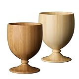RIVERET RV-106WB Vessel Glass Goblet, 8.1 fl oz (230 ml), Pair Set, Bamboo, Dishwasher Safe, White/Brown