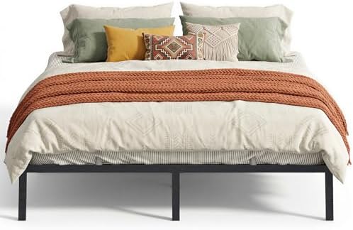 VASAGLE King Metal Bed Frame, 14 Inches Tall, 1100 lb Weight Capacity | Heavy-Duty Platform Bed, No Box Spring Needed, Under-Bed Storage, Mattress Retainers, Easy Setup, URMB654BD02S