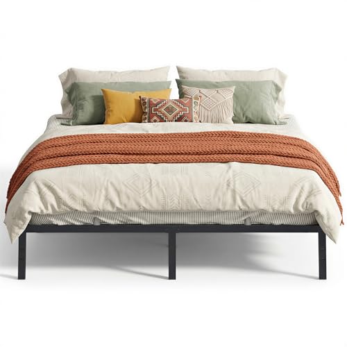 VASAGLE King Metal Bed Frame 14 Inches Tall, 1100 lb Weight Capacity, No Box Spring Needed, with Under-Bed Storage, Easy Setup, Heavy-Duty Platform Be