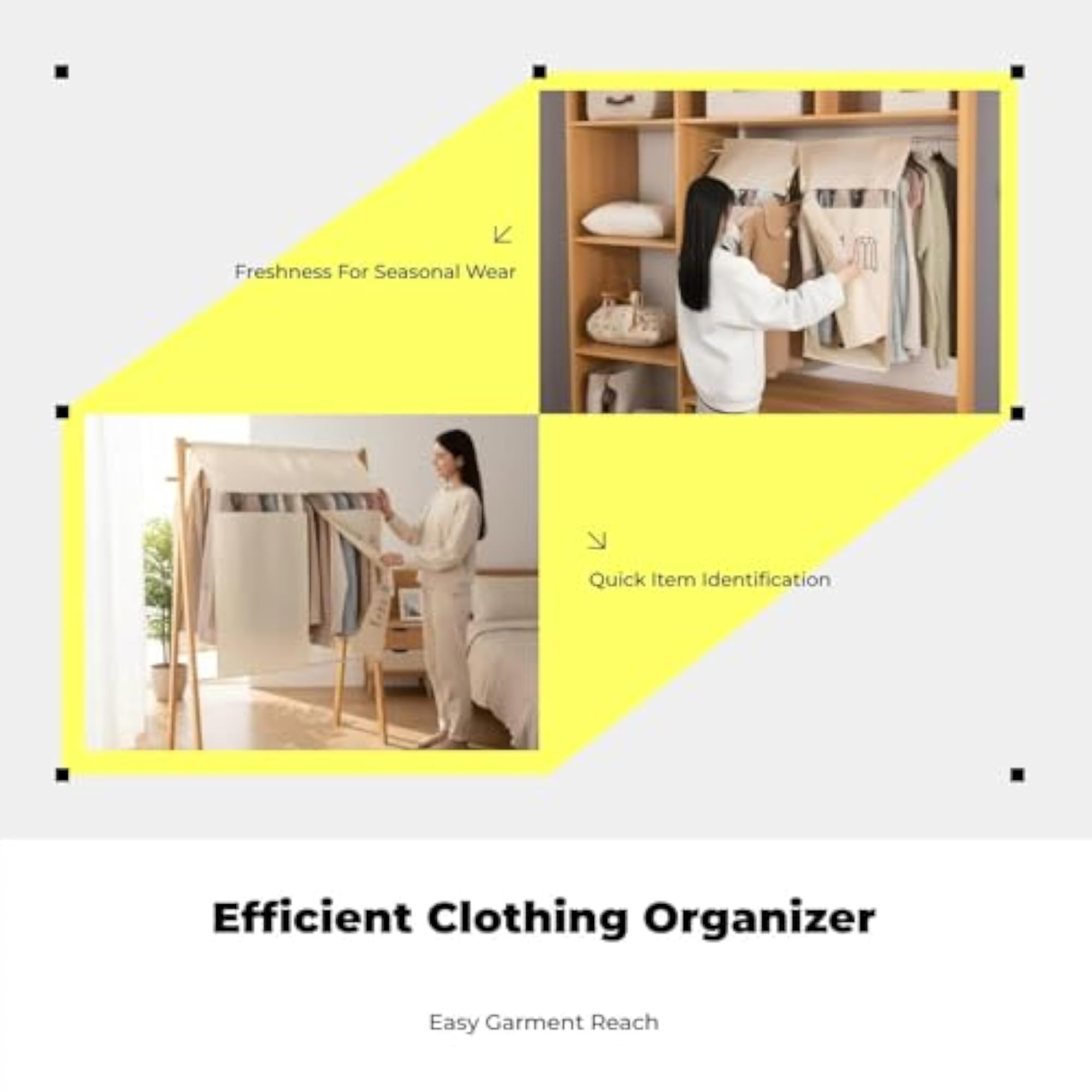 Garment Bag, Hanging Clothes Cover, Breathable, Closet Storage Grey 110X120Cm