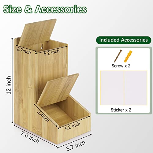 Exttlliy Earplug Holder Ear Plug Dispenser Wall Mount or Standing Universal Bamboo Holder for Small Bulk Accessories - Earplugs, Finger Cots, Laundry Pods, Clean Wipes Accessory Dispenser