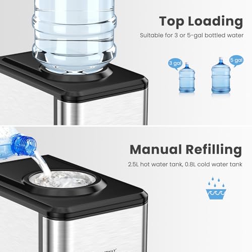 image for COSTWAY Countertop Water Dispenser with Ice Maker, 3-in-1 Portable Hot