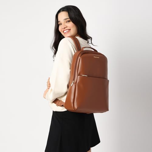 Image of Fastrack Textured Backpack | Textured Faux-Leather | Women'S Laptop Backpack | Stylish Everyday Essential