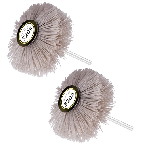 Focmkeas 2pcs Nylon Wheel Brush, 320 Grit, 6mm Shank