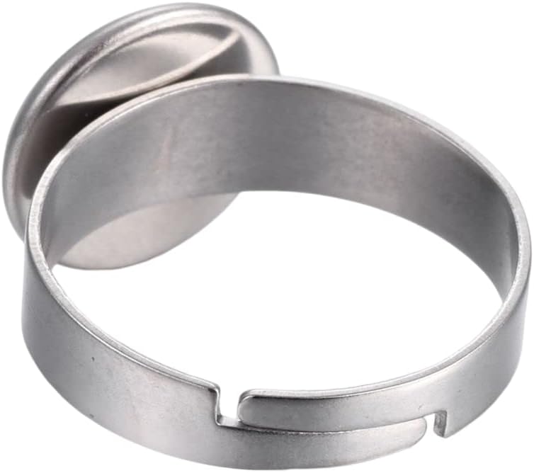Cheriswelry 100Pcs 10mm Adjustable Ring Base Blank 304 Stainless Steel Blank Finger Rings Metal Finger Ring Trays Setting Component Findings for DIY Ring Jewelry Making
