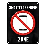 Plaque métallique interdite pour téléphone portable 15 x 20 cm - Zone sans téléphone portable - Panneau d'interdiction pour téléphones pour créer une atmosphère personnelle dans une pièce