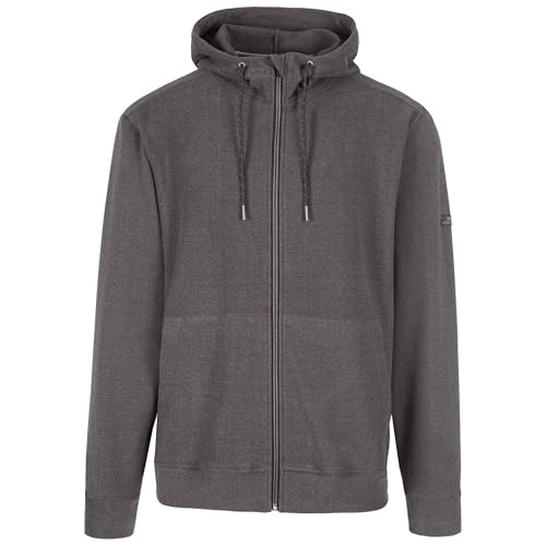 Trespass Mens Long Sleeve Hoodie Full Zip 2 Pockets Hackforth Dark Grey Marl