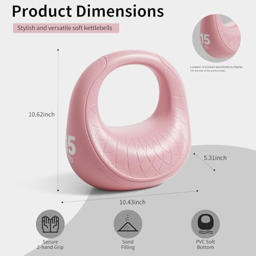 KYVYZOIC Soft Kettlebell, Kettlebells Anti-Slip Grip with Cushioned Impact-Resistant Base, Strength Training Kettlebells Sets for Home Workouts, Kettlebell for Women/Men/Beginners - Pink — view 6