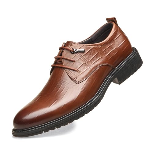 Men's Business Leather lace-up Shoes Oxfords(Brown,7)