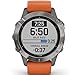 Garmin Fenix 6 Sapphire, Premium Multisport GPS Watch, Features Mapping, Music, Grade-Adjusted Pace Guidance and Pulse Ox Sensors, Titanium with Orange Band