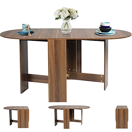 RELAX4LIFE 3 in 1 Tavolo da Pranzo Pieghevole/Scrivania/Consolle Ingresso in Legno, Design Moderno per Casa, Soggiorno, Ufficio, Multiuso e Multifunzione da Pranzo, Lavoro, Studio, Legno Scuro