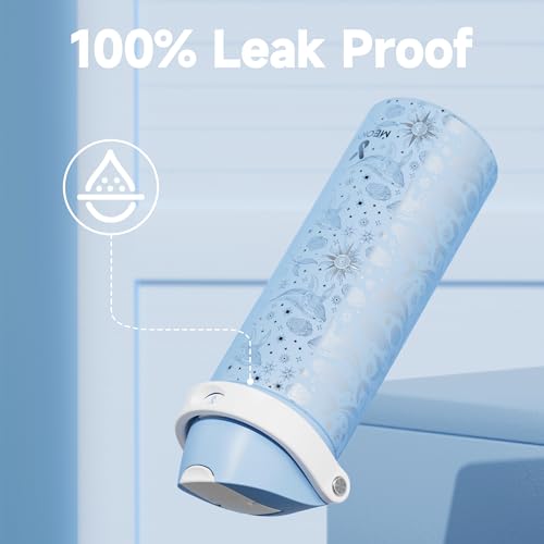 Image of 24 oz Insulated Water Bottle with Straw: Meoky Stainless Steel Metal Water Bottle with 2-in-1 Lid - Leak Proof, Cold for 24 Hours, Fits in Car Cup Holder, BPA-Free for Gym Travel Sports, Blue Whale
