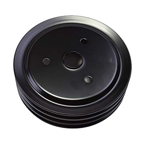 A-Team Performance - Crankshaft Pulley Triple-Groove Swp Short Water Pump - Compatible With Small Block Chevy Sbc 262 265 267 283 302 305 307 327 350 400 Black Steel #TOP6