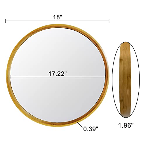 Offerife 18" Round Mirror Bamboo Mirror - Vanity Mirror Circle Wall Mirror Decorative Mirror With Hd Float Glass - Small Mirror For Living Room Bedroom Entryway #TOP6