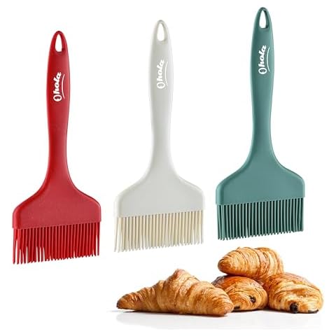 3PCS Extra Large Silicone Basting Pastry Brush, OHOLA Heat Resistant Oil Sauce Brush, Food Cooking Brush for BBQ, Grilling, Baking, BPA Free, Dishwasher Safe (3 Colors, Extra Large) Cover